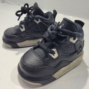 NIKE AIR JORDAN 4 RETRO BLACK WHITE OREO BABY TODDLER SNEAKER SIZE 4C 707432-003